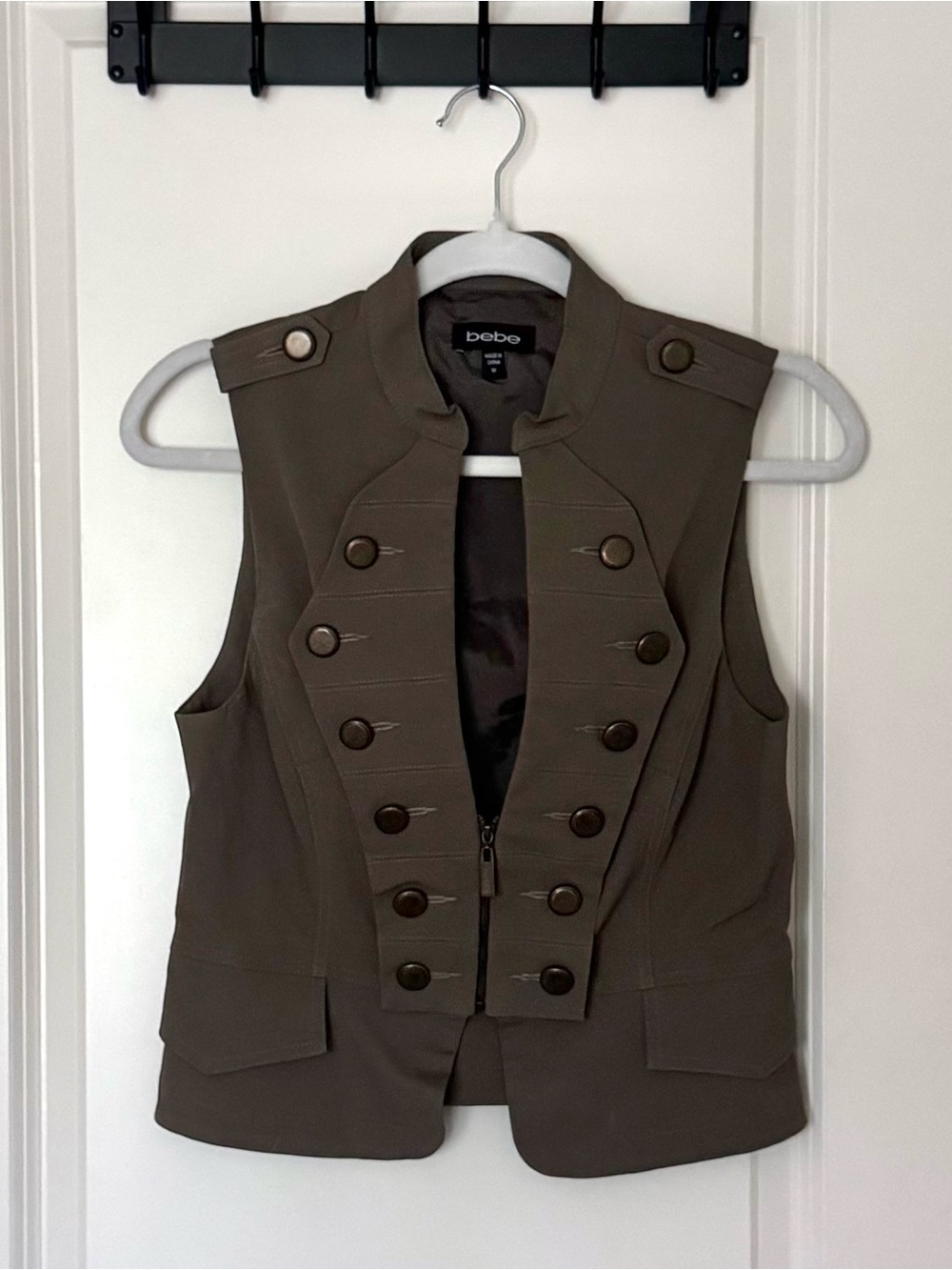 bebe Olive Military-Style Sleeveless Vest